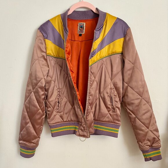 Classic Rock Couture Rising Sun Bomber Jacket in Dusty Rose, Size Small - Picture 5 of 9